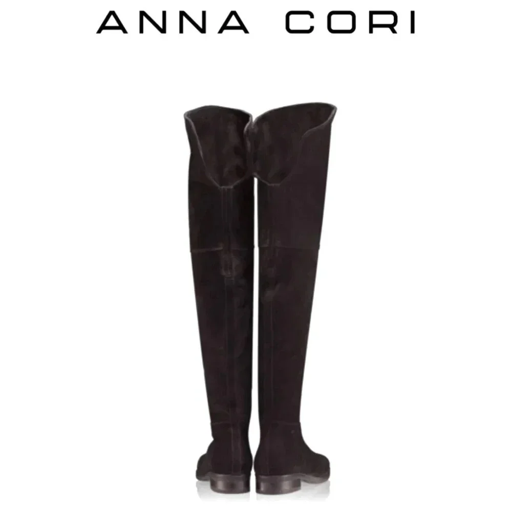 ANNA CORI Crosta Negru black suede over the knee designer luxury boots Wmn's 7.5